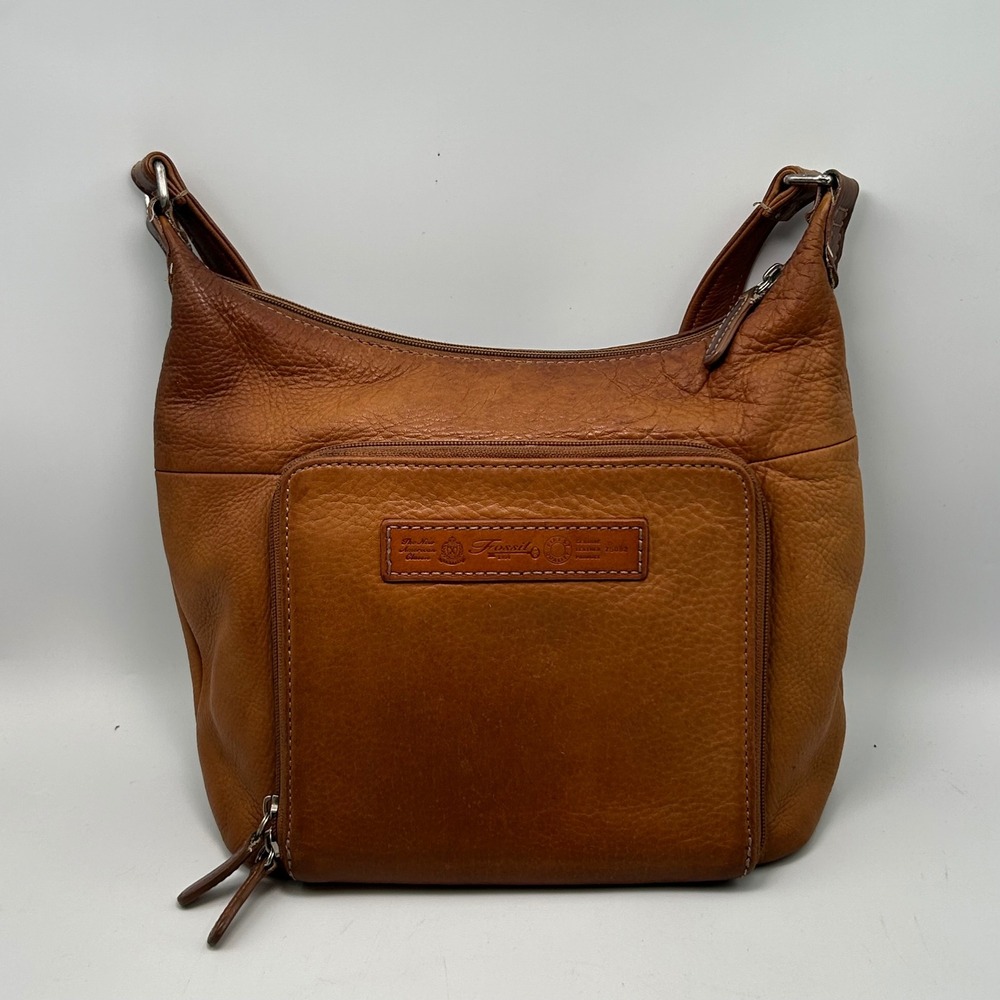 VTG Fossil Shoulder Bag Womens Medium Brown Leather Organizer Hobo Boho 75082